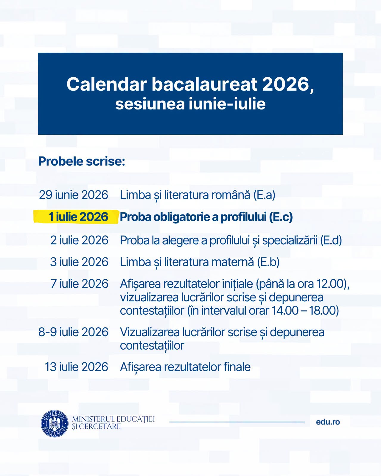 amanare proba BAC